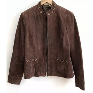 Ruff Hewn Brown Leather Western Zip Fitted Jacket